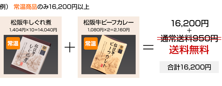 例）常温商品のみ16200円以上